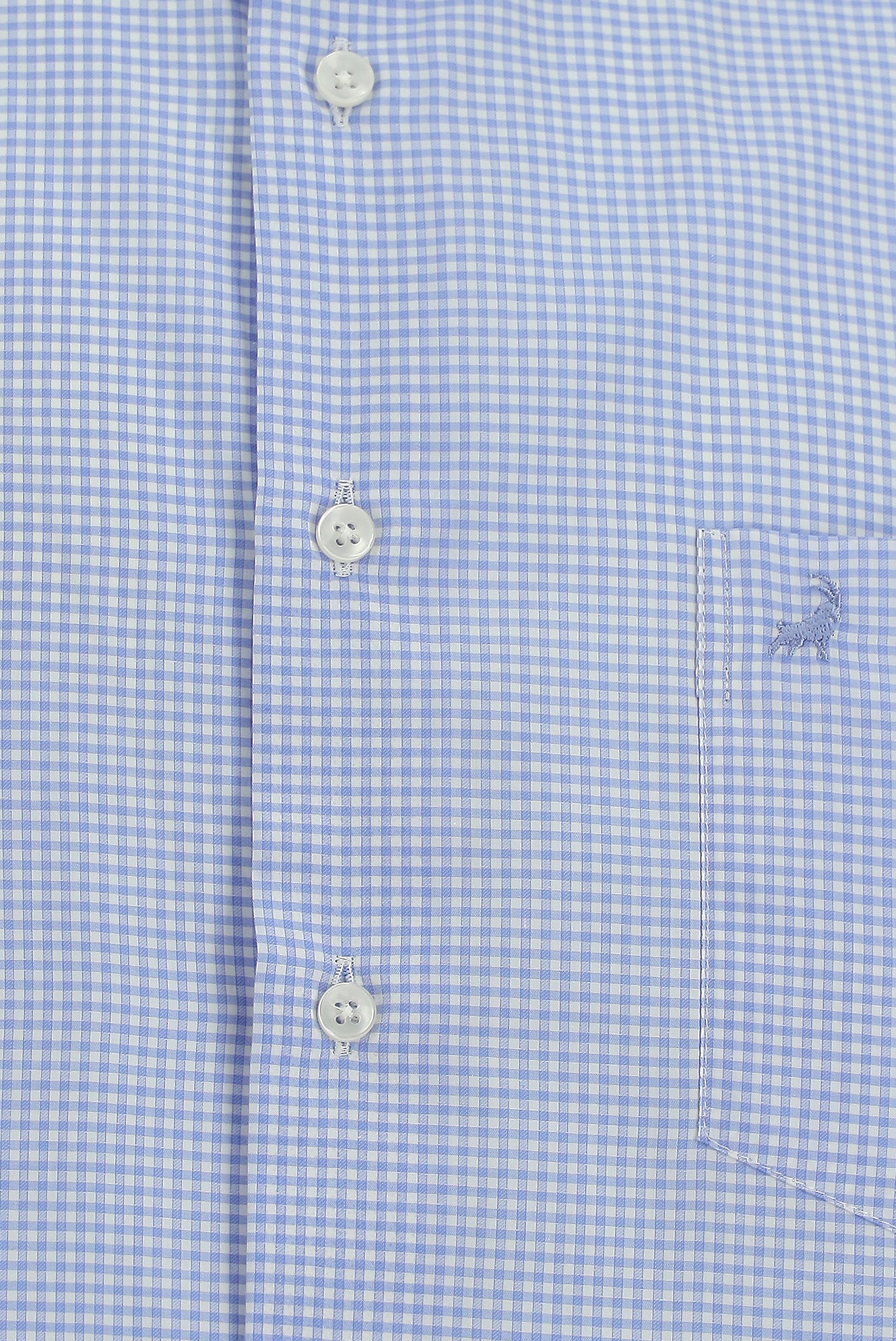 Mavi Uzun Kol Klasik Cepli Pamuk İtalyan Ekose Gömlek