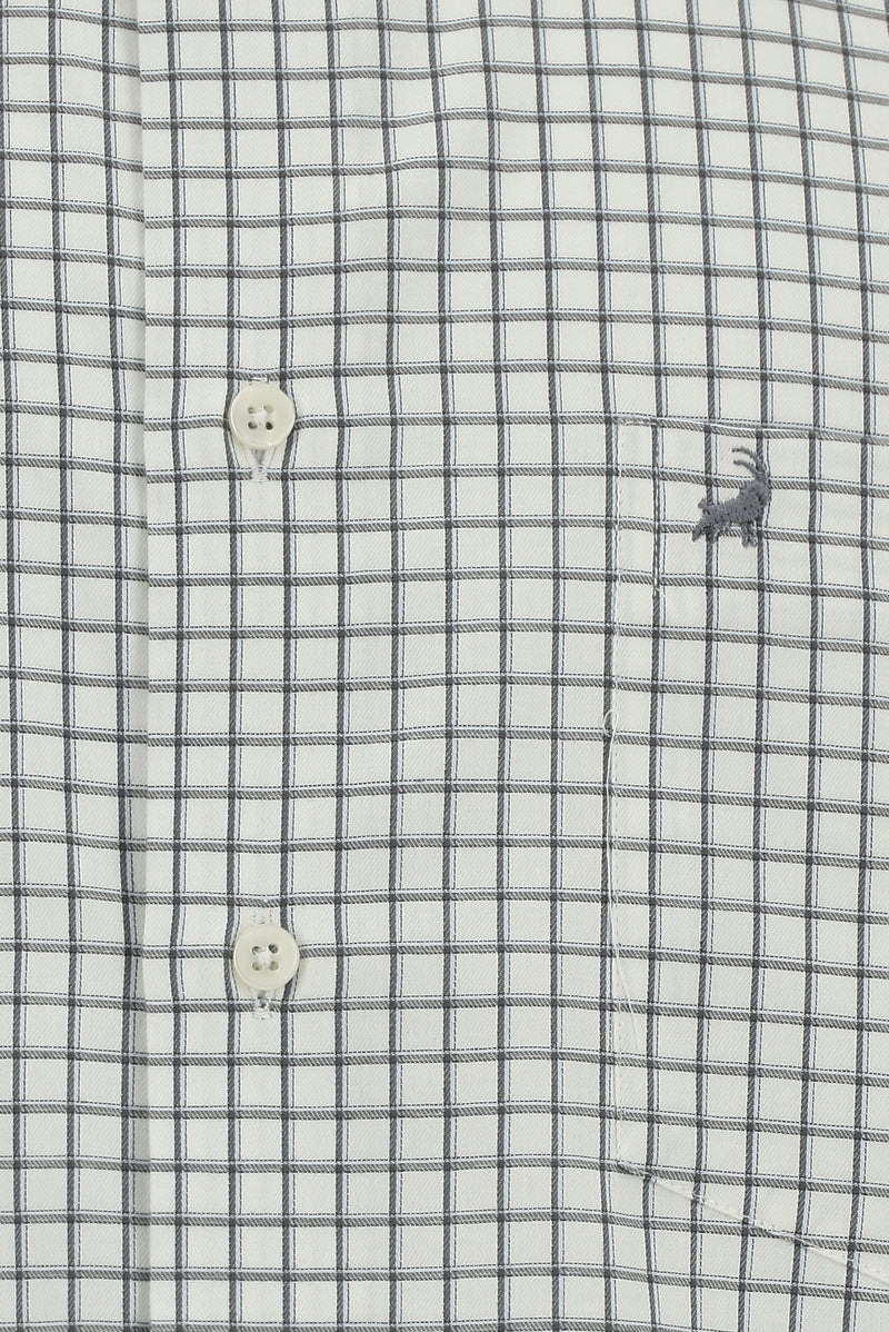 Orta Gri Uzun Kol Klasik Ekose Cepli Pamuk Gömlek