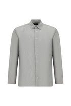 Orta Gri Uzun Kol Regular Fit Cepli Baskılı Pamuk Gömlek