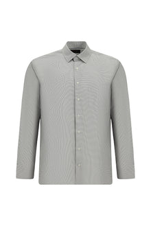 Orta Gri Uzun Kol Regular Fit Cepli Baskılı Pamuk Gömlek