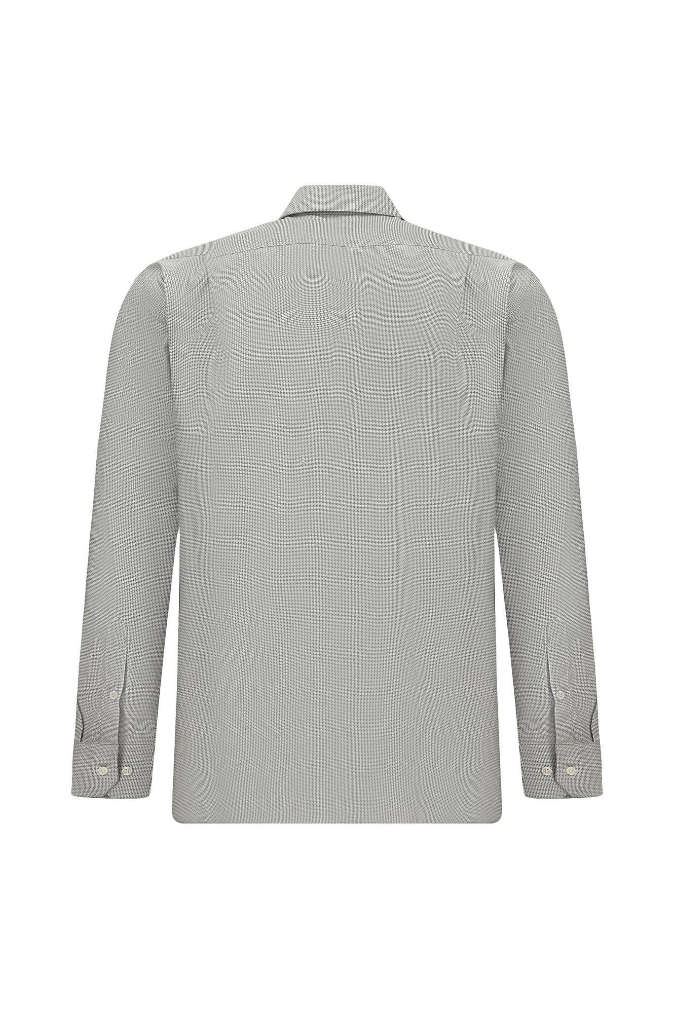 Orta Gri Uzun Kol Regular Fit Cepli Baskılı Pamuk Gömlek