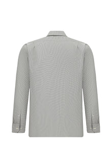 Orta Gri Uzun Kol Regular Fit Cepli Baskılı Pamuk Gömlek