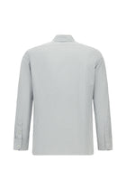 Orta Lacivert Uzun Kol Slim Fit Dar Kesim Baskılı Pamuk Gömlek