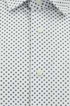 Orta Lacivert Uzun Kol Slim Fit Dar Kesim Baskılı Pamuk Gömlek
