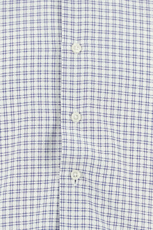 Orta Lacivert Uzun Kol Slim Fit Dar Kesim Ekose Pamuk Gömlek