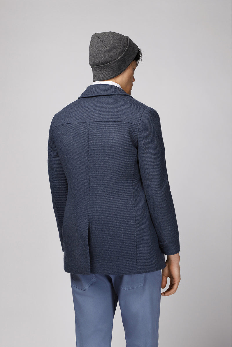 İndigo Yünlü Kaban