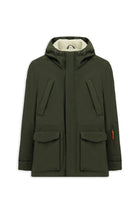 Orta Haki Kapüşonlu Cepli Fermuarlı Polarlı Rüzgar Geçirmez İtalyan Spor Şişme Kaban