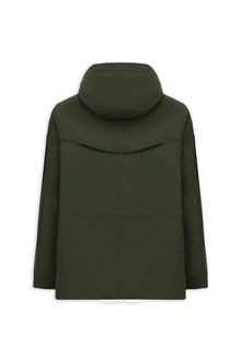 Orta Haki Kapüşonlu Cepli Fermuarlı Polarlı Rüzgar Geçirmez İtalyan Spor Şişme Kaban