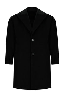 Koyu Lacivert Oversize Yünlü Kaşmirli Palto