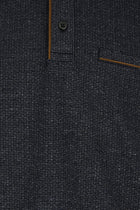 Koyu Lacivert Polo Yaka Regular Fit Desenli Sweatshirt