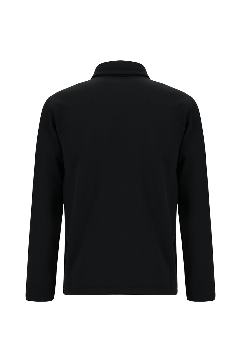 Siyah Polo Yaka Regular Fit Desenli Sweatshirt