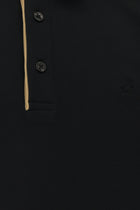 Siyah Polo Yaka Regular Fit Desenli Sweatshirt