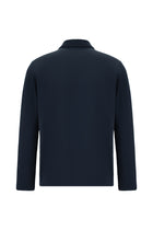 Orta Lacivert Polo Yaka Regular Fit Desenli Sweatshirt