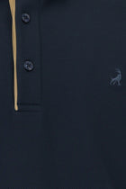 Orta Lacivert Polo Yaka Regular Fit Desenli Sweatshirt