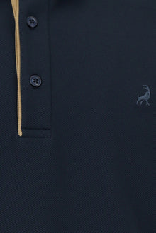 Orta Lacivert Polo Yaka Regular Fit Desenli Sweatshirt