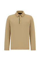 Orta Bej Polo Yaka Regular Fit Desenli Sweatshirt