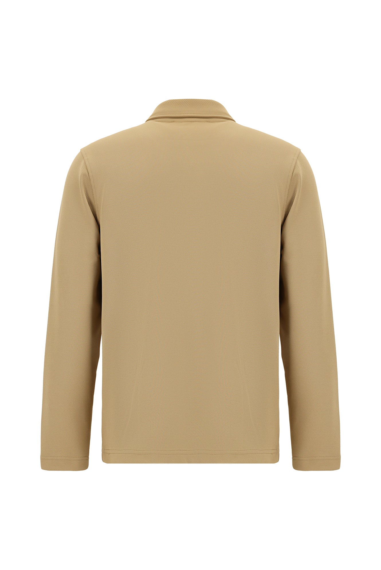 Orta Bej Polo Yaka Regular Fit Desenli Sweatshirt