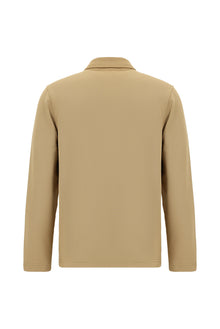 Orta Bej Polo Yaka Regular Fit Desenli Sweatshirt