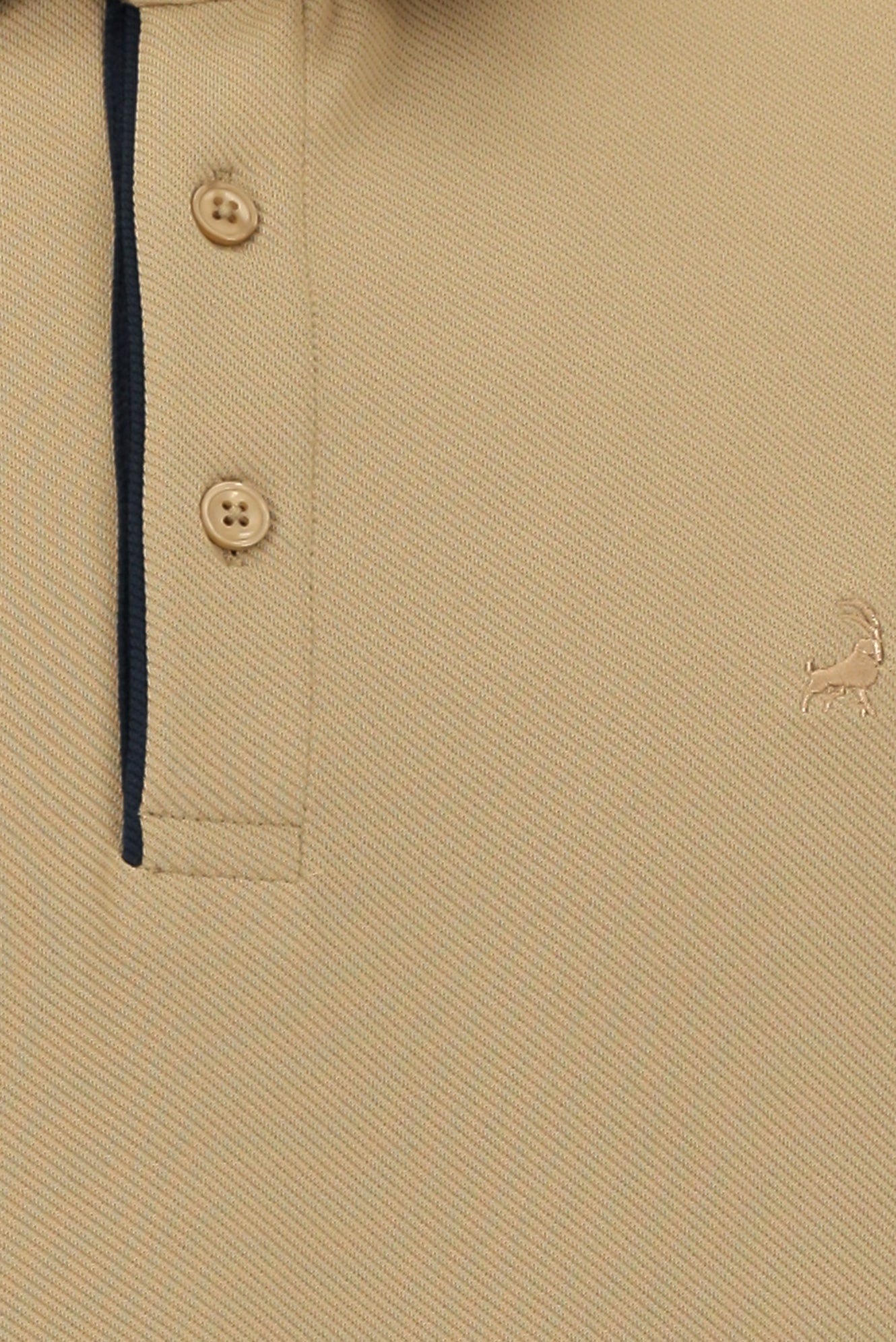 Orta Bej Polo Yaka Regular Fit Desenli Sweatshirt