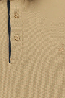 Orta Bej Polo Yaka Regular Fit Desenli Sweatshirt