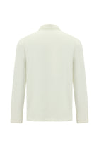 Kırık Beyaz Polo Yaka Regular Fit Desenli Sweatshirt