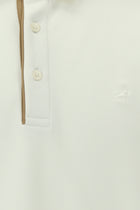 Kırık Beyaz Polo Yaka Regular Fit Desenli Sweatshirt