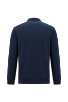 Koyu Lacivert Polo Yaka Regular Fit Nakışlı Pamuklu Sweatshirt
