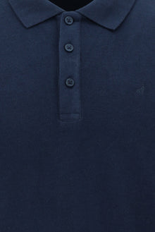 Koyu Lacivert Polo Yaka Regular Fit Nakışlı Pamuklu Sweatshirt