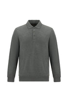 Koyu Antrasit Melanj Polo Yaka Regular Fit Nakışlı Pamuklu Sweatshirt