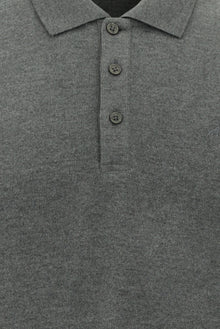 Koyu Antrasit Melanj Polo Yaka Regular Fit Nakışlı Pamuklu Sweatshirt