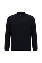 Koyu Lacivert Yarım Balıkçı Yaka Regular Fit Fermuarlı Desenli Sweatshirt