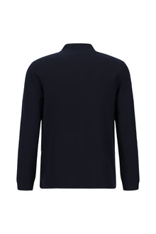 Koyu Lacivert Yarım Balıkçı Yaka Regular Fit Fermuarlı Desenli Sweatshirt