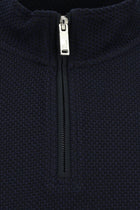 Koyu Lacivert Yarım Balıkçı Yaka Regular Fit Fermuarlı Desenli Sweatshirt