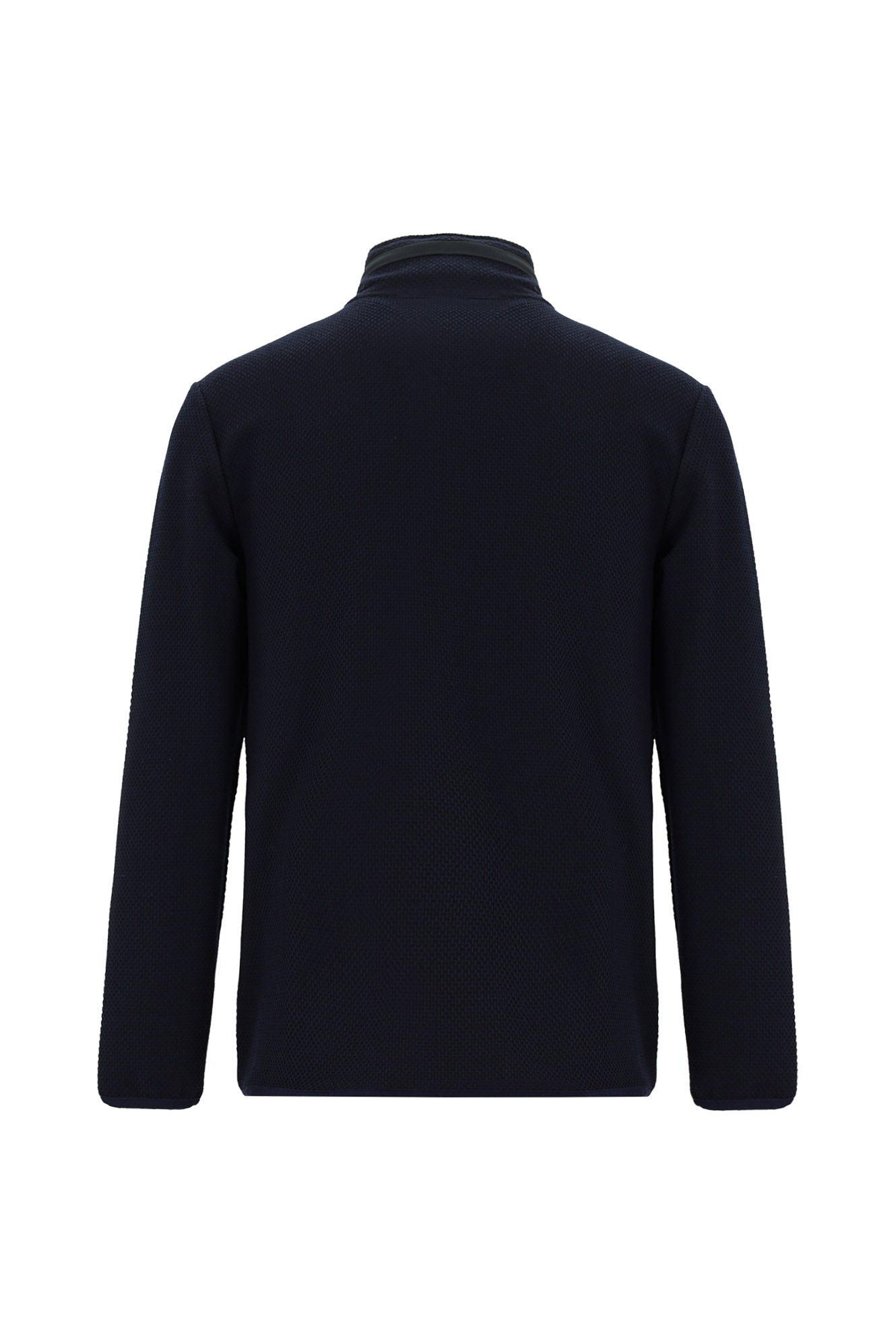Koyu Lacivert Kapüşonlu Regular Fit Desenli Fermuarlı Sweatshirt