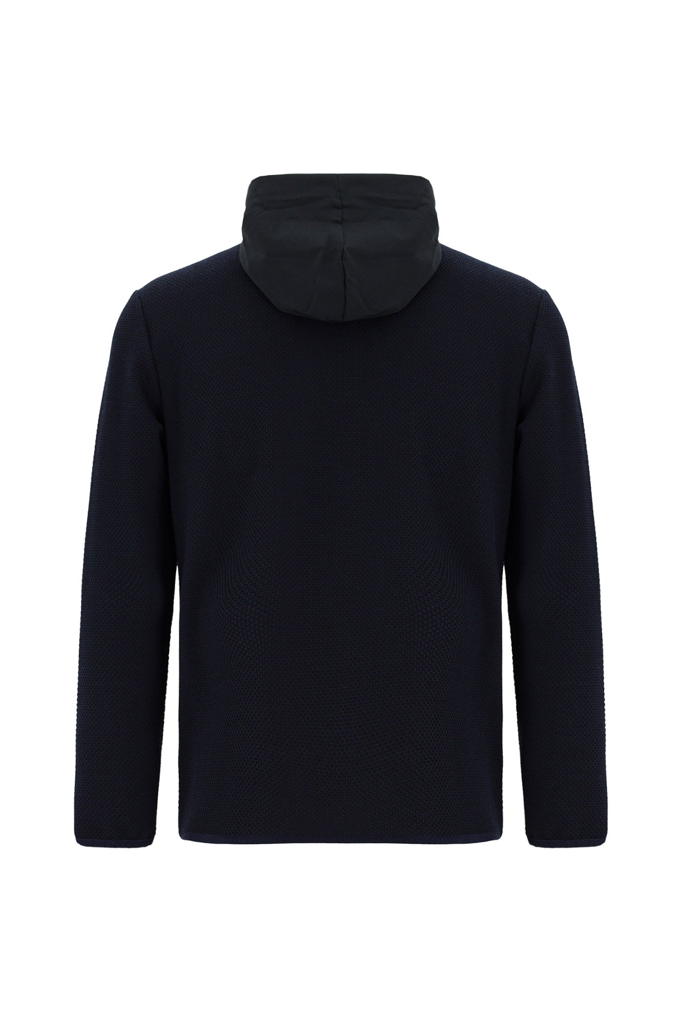 Koyu Lacivert Kapüşonlu Regular Fit Desenli Fermuarlı Sweatshirt