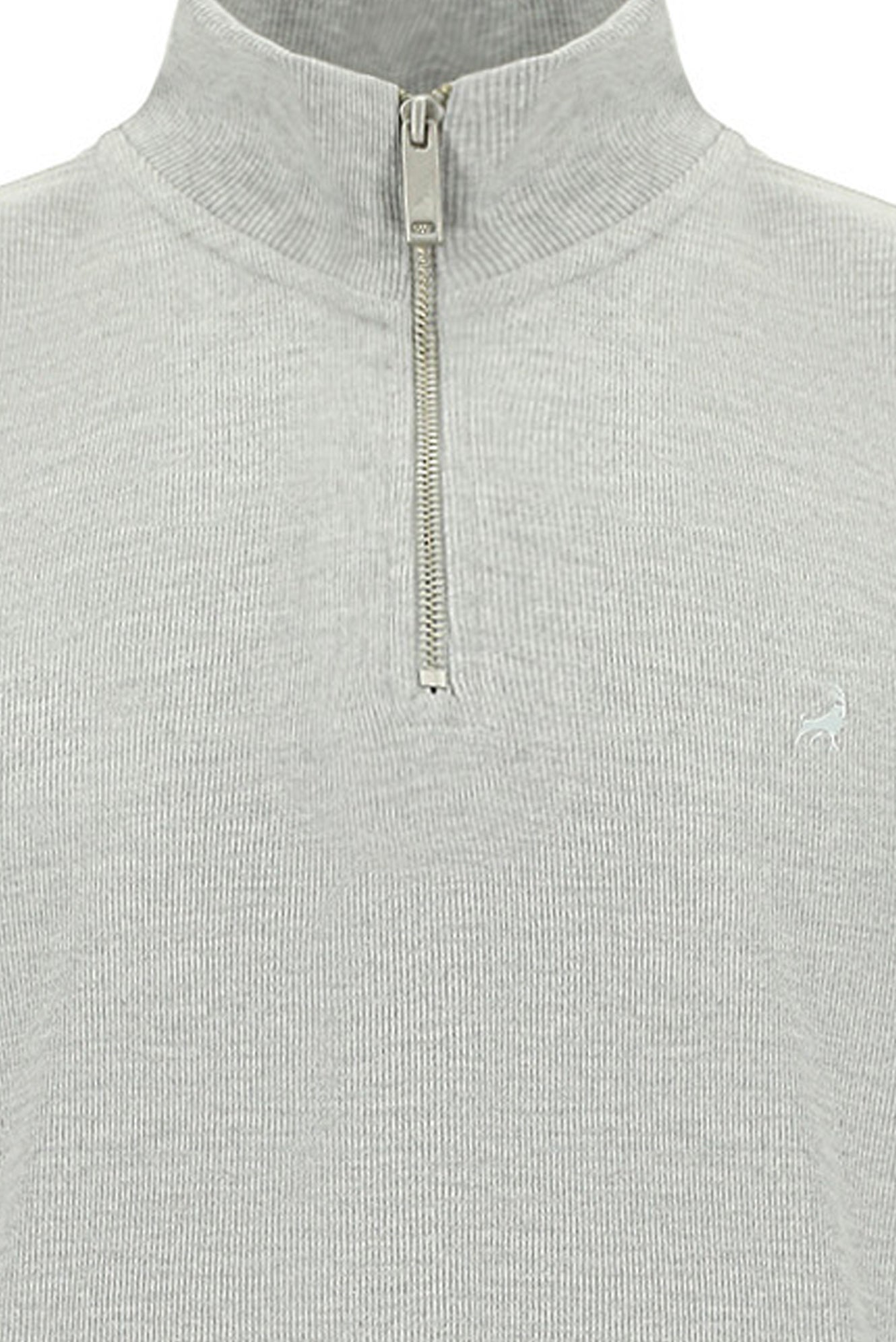 Orta Gri Melanj Yarım Balıkçı Yaka Regular Fit Pamuklu Sweatshirt