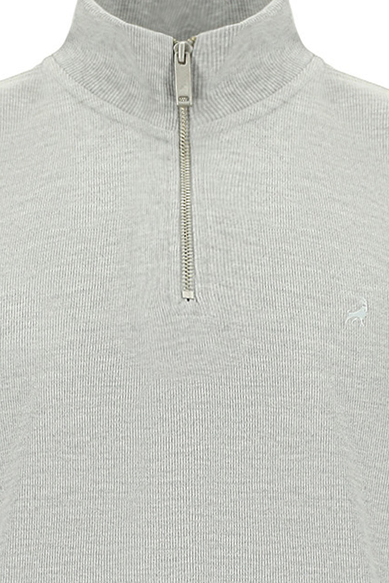 Orta Gri Melanj Yarım Balıkçı Yaka Regular Fit Pamuklu Sweatshirt