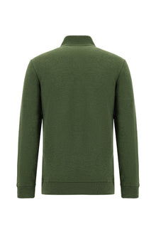 Orta Haki Melanj Yarım Balıkçı Yaka Regular Fit Pamuklu Fermuarlı Sweatshirt