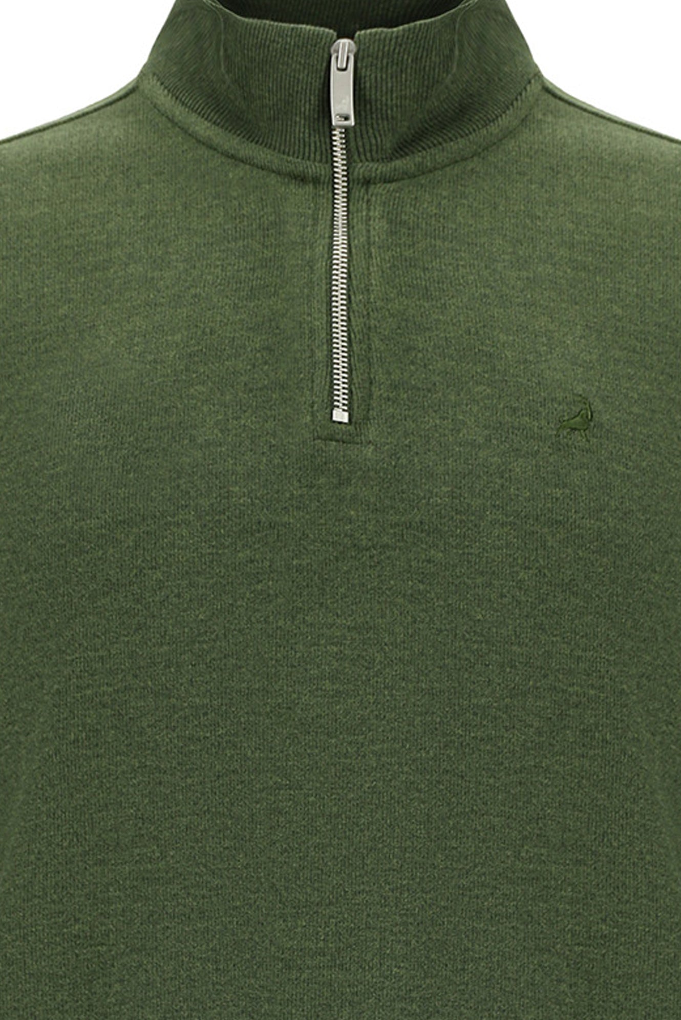 Orta Haki Melanj Yarım Balıkçı Yaka Regular Fit Pamuklu Fermuarlı Sweatshirt