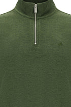 Orta Haki Melanj Yarım Balıkçı Yaka Regular Fit Pamuklu Fermuarlı Sweatshirt