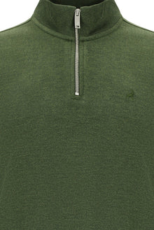 Orta Haki Melanj Yarım Balıkçı Yaka Regular Fit Pamuklu Fermuarlı Sweatshirt