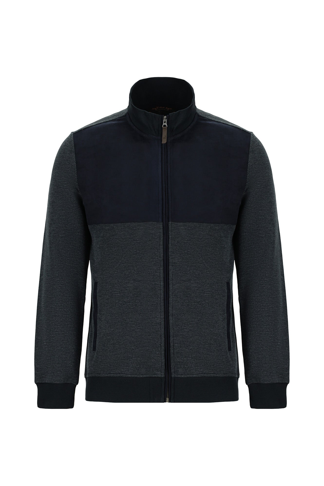 Açık Lacivert Pamuklu Fermuarlı Sweatshirt