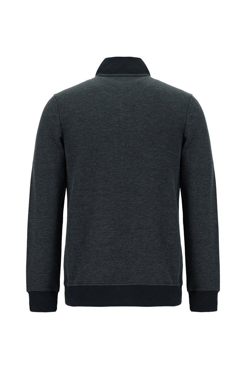 Açık Lacivert Pamuklu Fermuarlı Sweatshirt