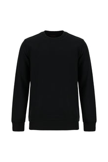 Siyah Bisiklet Yaka Regular Fit Pamuklu Nakışlı Sweatshirt