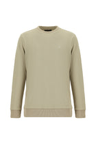 Orta Bej Bisiklet Yaka Regular Fit Pamuklu Nakışlı Sweatshirt