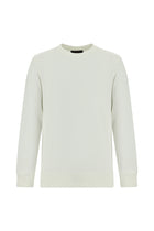 Ekru Bisiklet Yaka Regular Fit Pamuklu Nakışlı Sweatshirt