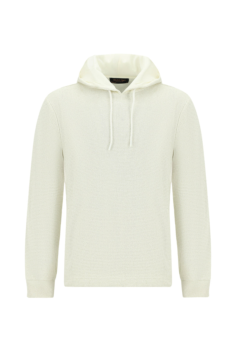 Taş Kapüşonlu Regular Fit Desenli Pamuklu Sweatshirt
