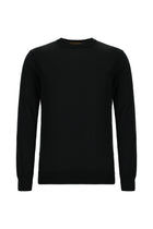 Siyah Bisiklet Yaka Regular Fit Yünlü İtalyan Triko Kazak