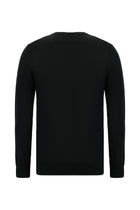 Siyah Bisiklet Yaka Regular Fit Yünlü İtalyan Triko Kazak