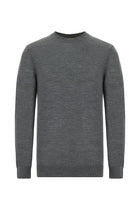 Orta Gri Melanj Bisiklet Yaka Regular Fit Yünlü İtalyan Triko Kazak